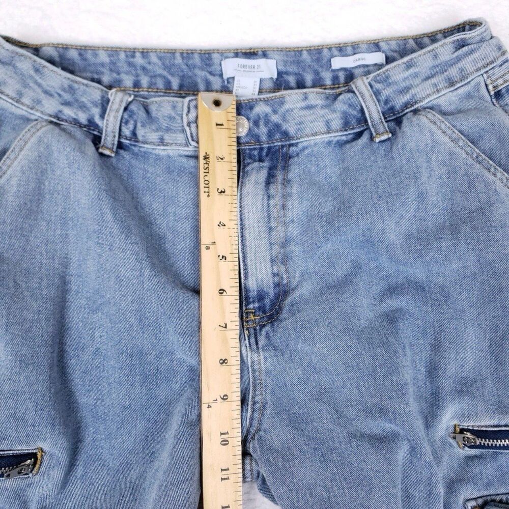 Forever 21 Cargo Jeans Size 31 Baggy Denim Y2K Skater Utility Grunge Streetwear - Picture 7 of 9